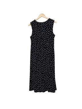 NWOT London Times Petites Black White Polka Dot Sleeveless Dress 12P Classic
